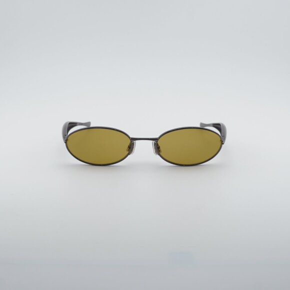Bottega Veneta BV1386S 002 Sunglasses Dark Ruthenium Oval Frame, Yellow Lenses main image 4